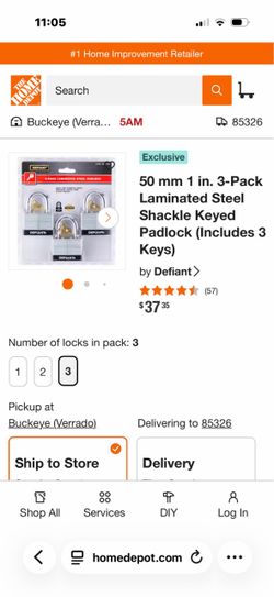 Defiant 50mm Laminated Steel Padlock 3-Pack