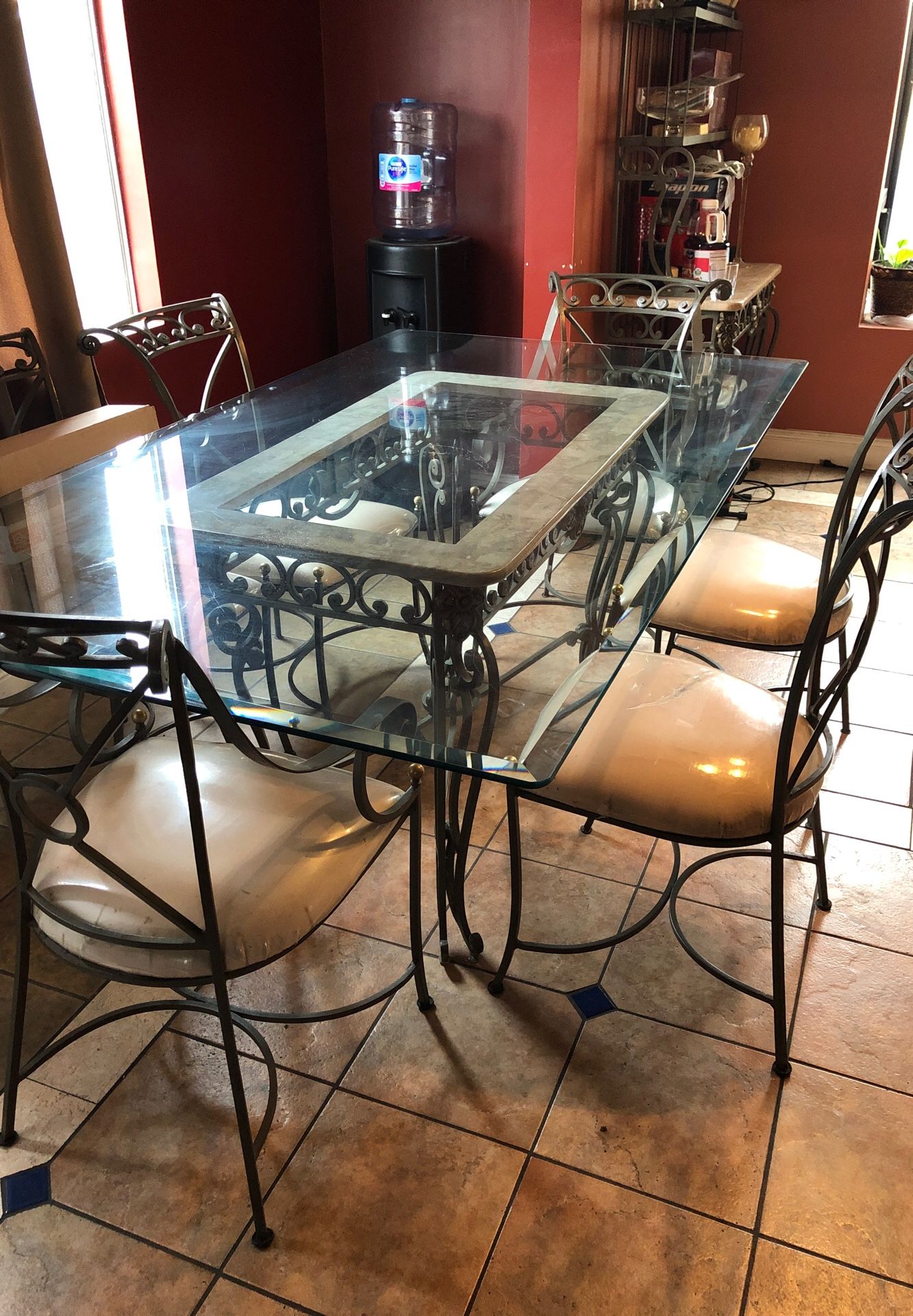 Glass top kitchen table and matching bakers rack for Sale in Montclair