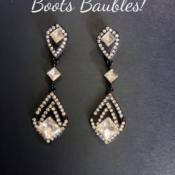 Black Rhinestone Drop Earrings 