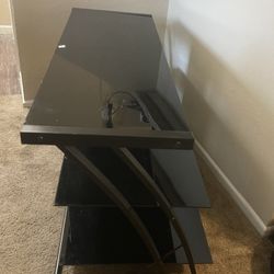 Sleek Black Glass TV Stand 