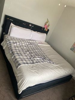 King Size Upholstered Bed Frame with Headboard