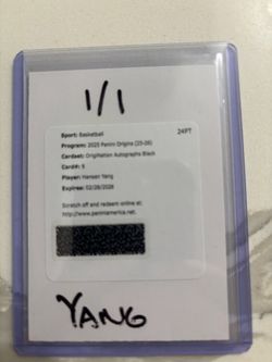 Yang Hansen 1/1 25-26 Panini Origins - Originations Auto Black