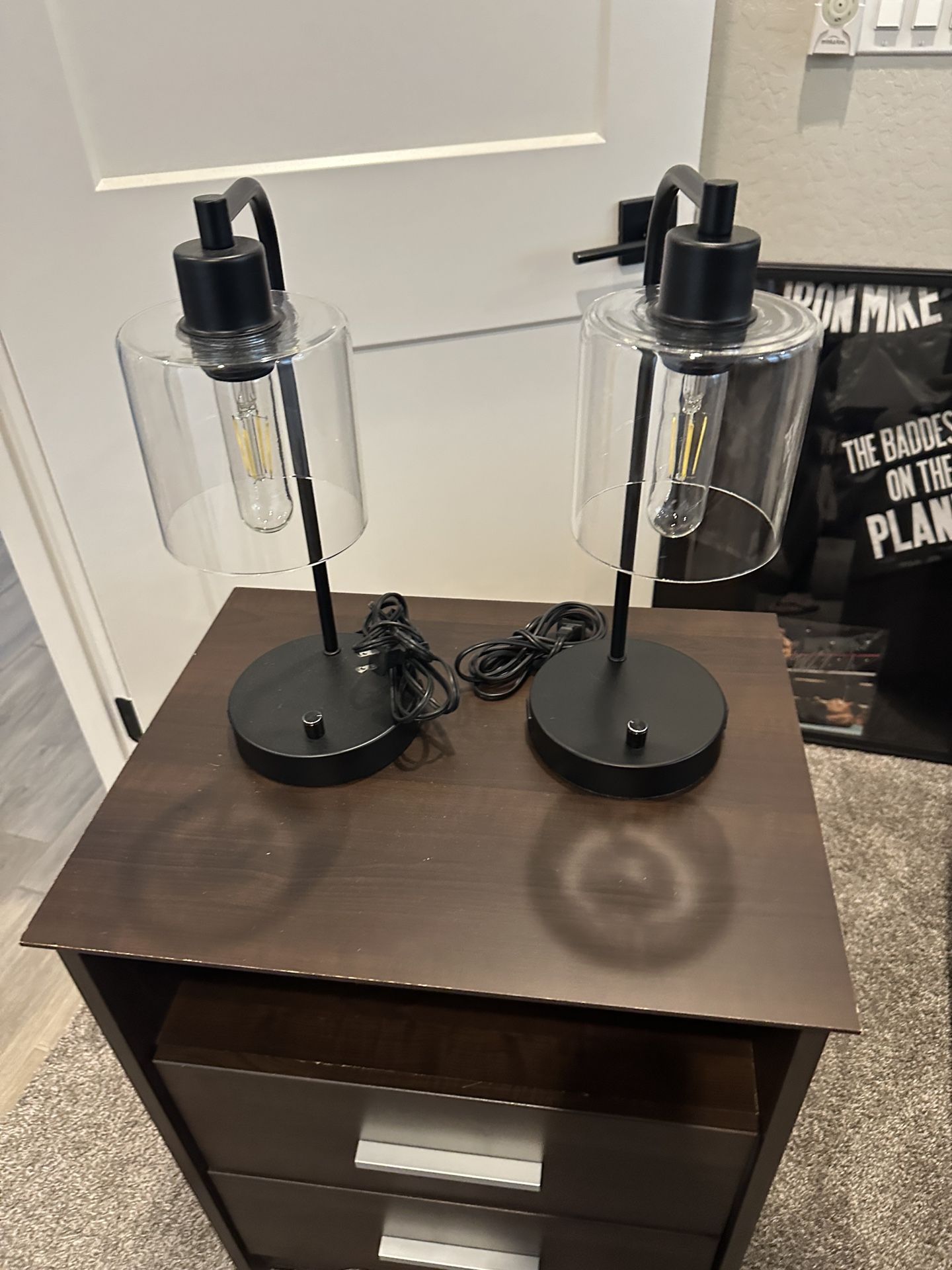 Two Black Lamps With USB Ports
