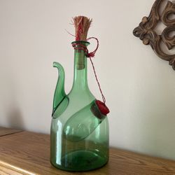 vintage handblown green Italian wine decanter