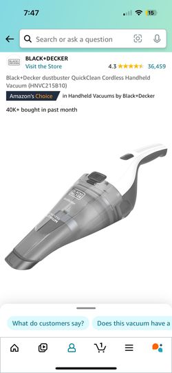 BLACK+DECKER Handheld Vacuum 2Ah, Power White