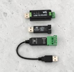 (Lot Of 3) Industrial USB TO RS485 Adapter/ ST-LINK V2 Programmer /USB-to-RS485/.
The elements in the image are hardware interface adapters and progra