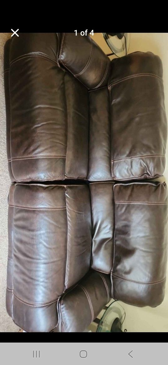Brown REAL leather Couch