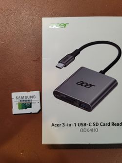 Samsung EVO select 512gb micro sd card & Acer 3 in 1 sd card reader "Genuine"