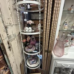 Lovely Vintage Wrought Iron & Glass Shelf Stand