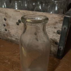 Vintage Milk Bottles In Case