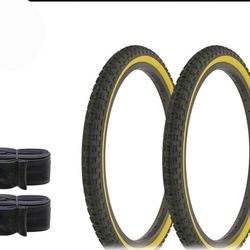 BMX FREESTYLE BICYCLE COMP III TIRE 20" x 1.75" BLACK/GUM Wall W/TUBES.