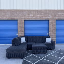 Ashley’s Dark Grey Sectional Couch With Ottoman