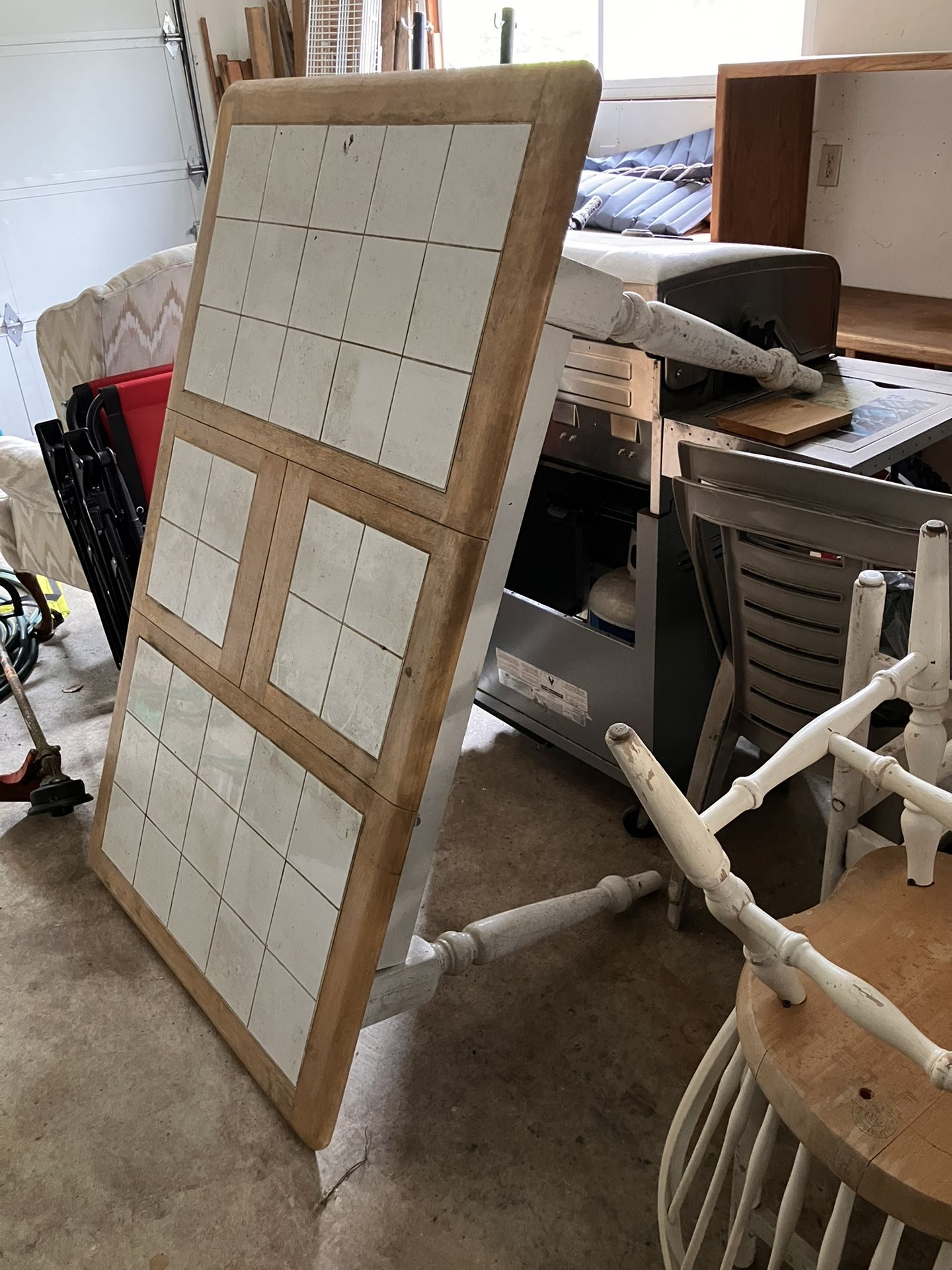 White Tile Dining Table + 3 Chairs