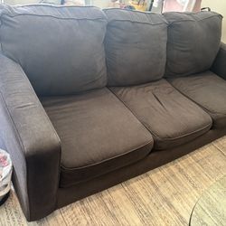 Convertible Dark Gray Three-Seat Sofa with full size mattress