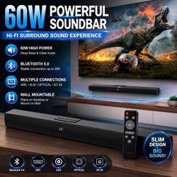 📺 60W Bluetooth Soundbar Speaker – HiFi Home Theater TV Audio System