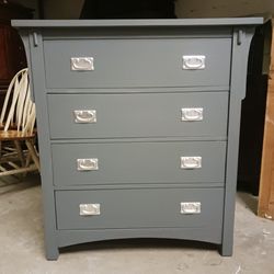 Modern Gray Large 4 Drawer Tallboy Dresser