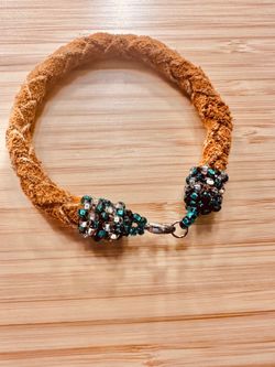 Leather hand beaded bracelet