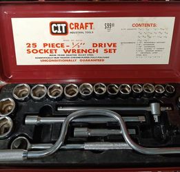 Vintage CIT Craft 24 Piece 1/2" Drive Socket Wrench Set