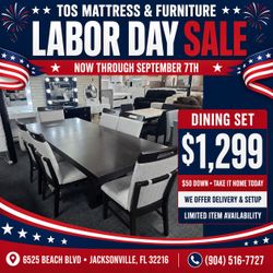 Dark Wood Dining Table with 8 Chairs 🚚WE DELIVER🚚