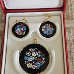 Vintage, authentic Murano Glass Pendant & Earrings 