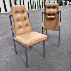 Pair of Vintage Leather & Chrome Chairs