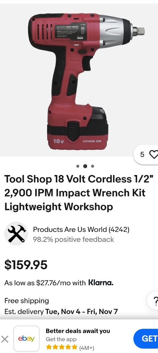  Tool Shop Cordless Impact Wrench 1/2