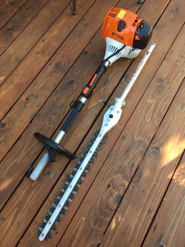 STIHL KM 130 R KombiMotor, with HLKM 0° Straight Hedge Trimmer, good