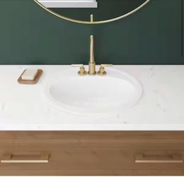 NEW Bootz Laurel Round Drop-In Bathroom Sink - White
