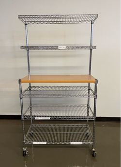 Rolling Rack 67” T x 36” with 6 shelves