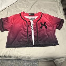 Excision pink to black Baseball Tee crop