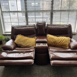  Brown Leather Reclining Couch, Loveseat And Chair 