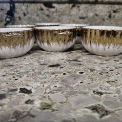 Chinese Porcelain Gold Holder 6 Piece Soup Set


