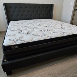 New King Size Bed Frame + Pillow Top Mattress