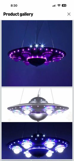 Kids Room LED Chandeliers UFO Shape 6 Lights Hanging Pendant Lighting Fixture Suspended Light for Boys Room Bedroom Children’s Room (Silver)