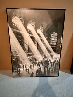 Framed Black and White Grand Central Station Photo Print