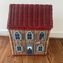 Vintage Wicker Schoolhouse Toy Box