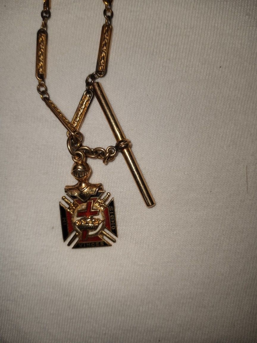 Vintage Masonic Scottish Rite York Knight Gold Necklace And Pendants