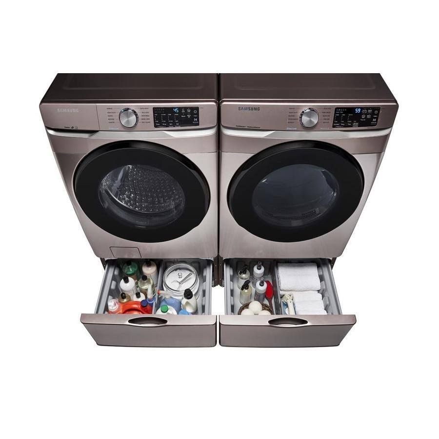 Champagne Samsung Washer Model # WF45R6100AC and Dryer Model # DVG45R6100C With Pedestals For Both