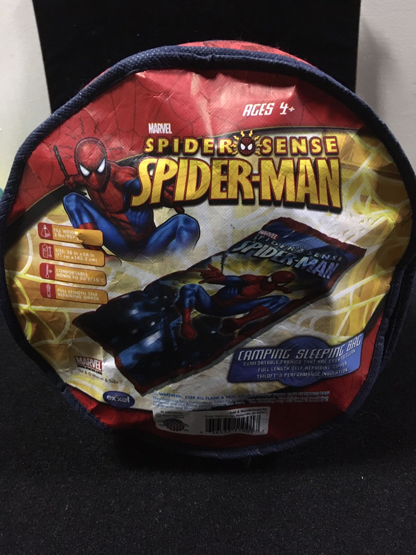 Spiderman camping sleeping bag in case - used once