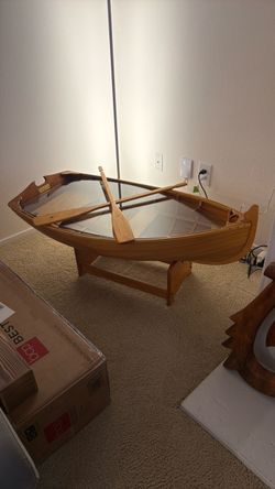 Row Boat glass top table/art!