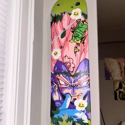 Saints Cruz custom Vegeta skateboard painting
