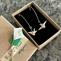 Handmade Origami Crane Earrings