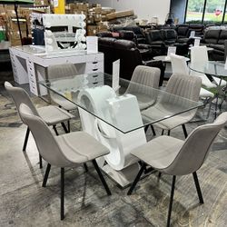 Modern Dining Table with 6 Chairs / Mesa de comedor moderna con 6 sillas