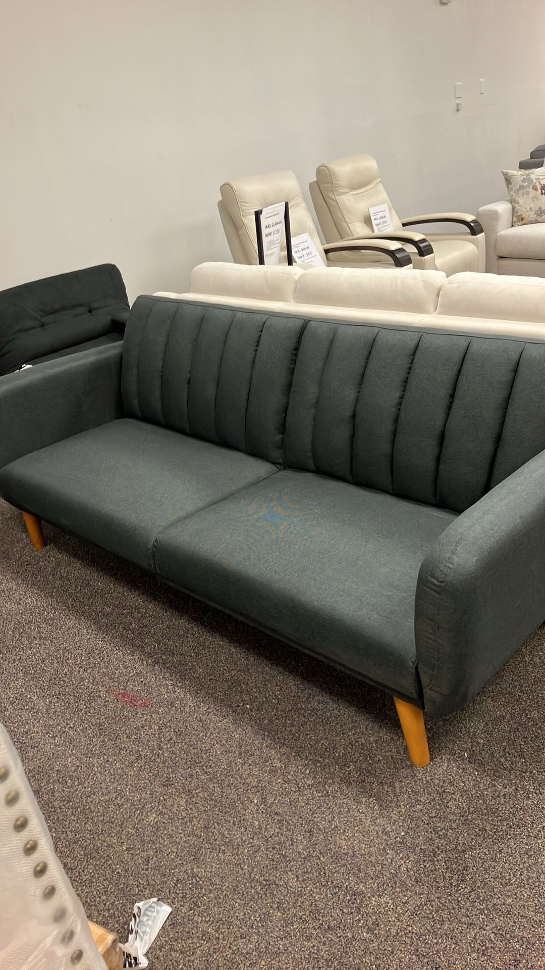 💥💥BlowOut Sale💥 Novogratz Brittany Futon Sofa with Premium Upholstery and Wooden Legs, Dark Grey