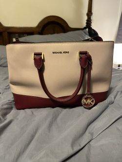 Tan & Burgundy Michael Kors Handbag – Elegant & Stylish 👜✨