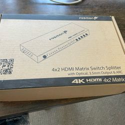 Fosmon 4×2 HDMI Matrix Switch/Splitter — 4 In / 2 Out, Remote