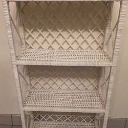 White 4-Tier Wicker Shelf