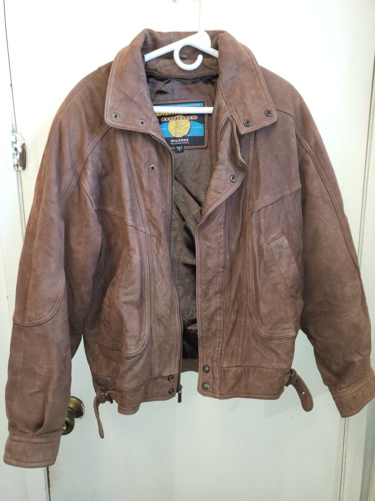 Vintage 80s Wilsons Leather Adventure Bound Bomber Jacket Small