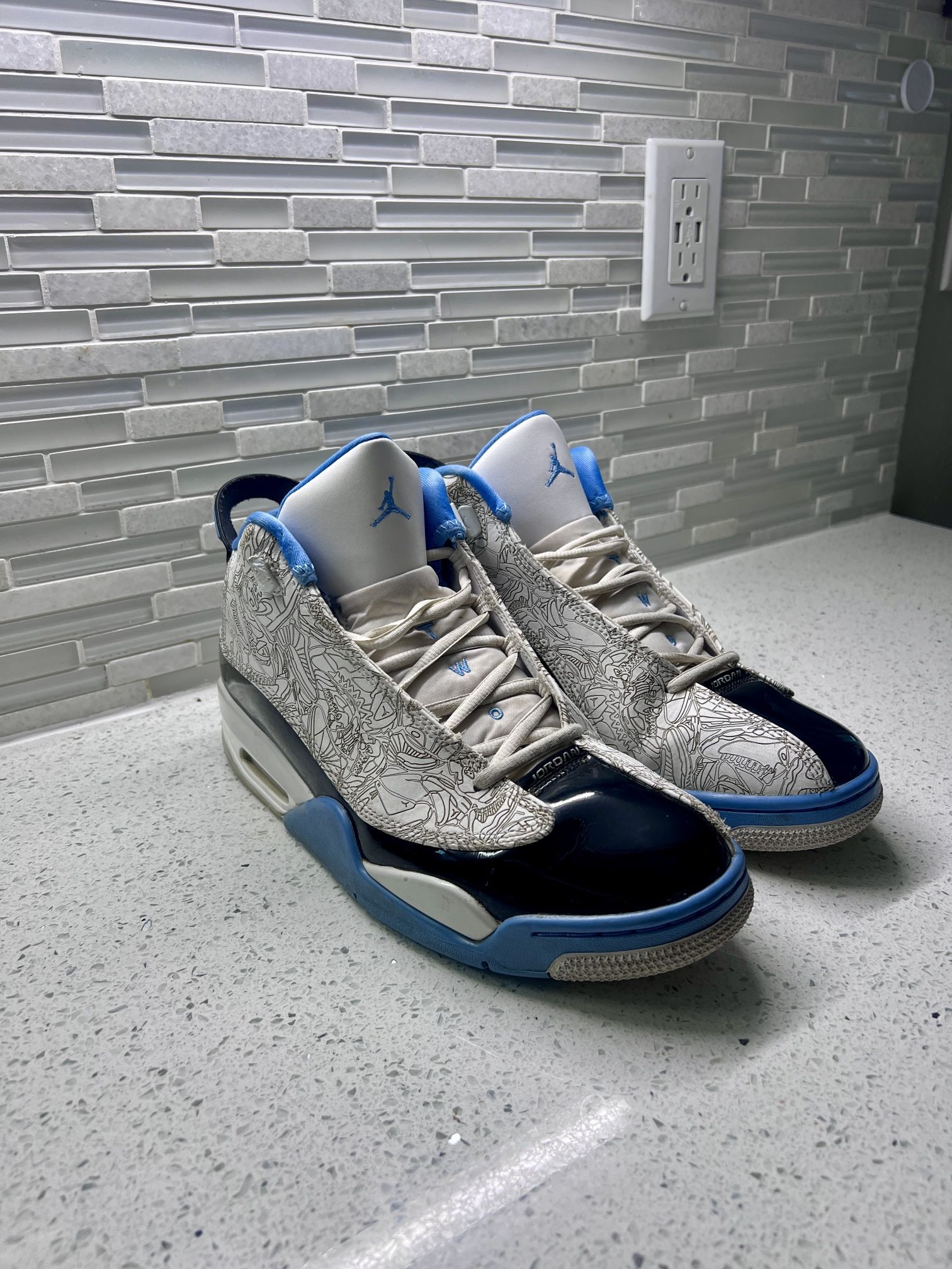 Air Jordan Dub Zero Photo Blue Men’s Size 10 White Black TWO 3