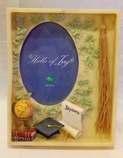 Russ Halls of Joy Porcelain Double Photo Graduation Picture Frame ( 3.5 X 5")